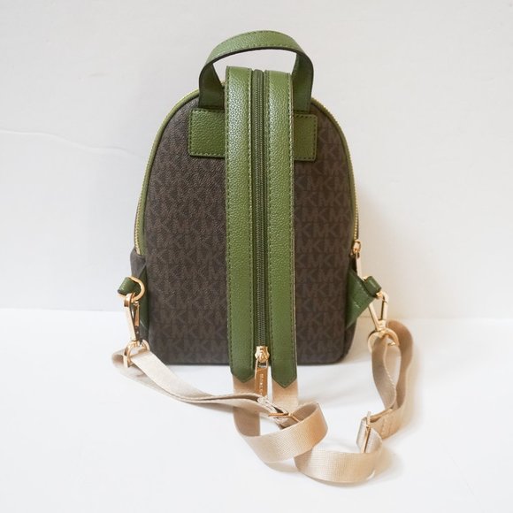 Michael Kors Erin Small Backpack MK Brown Green display picture 1